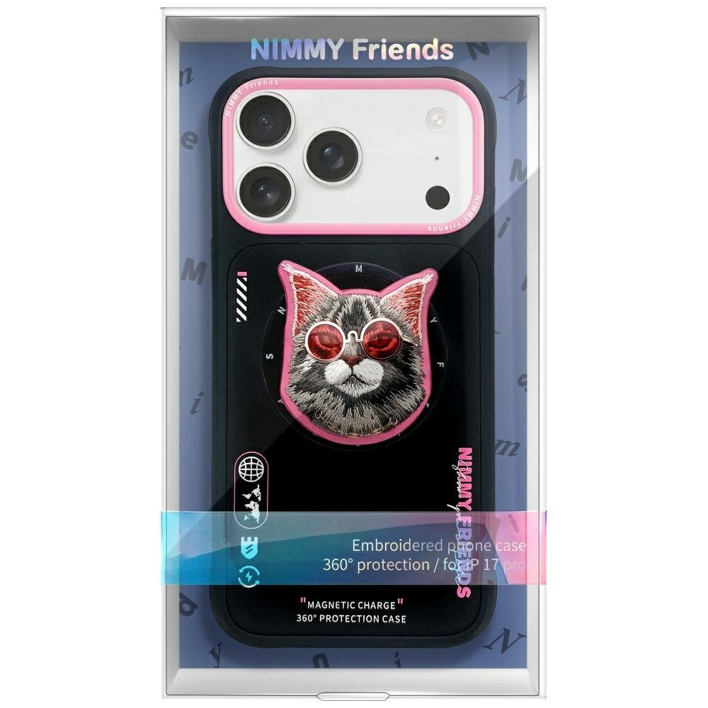 Nimmy Glasses Cool Cat MagSafe dėklas iPhone 17 – juodai rožinis - Image 2