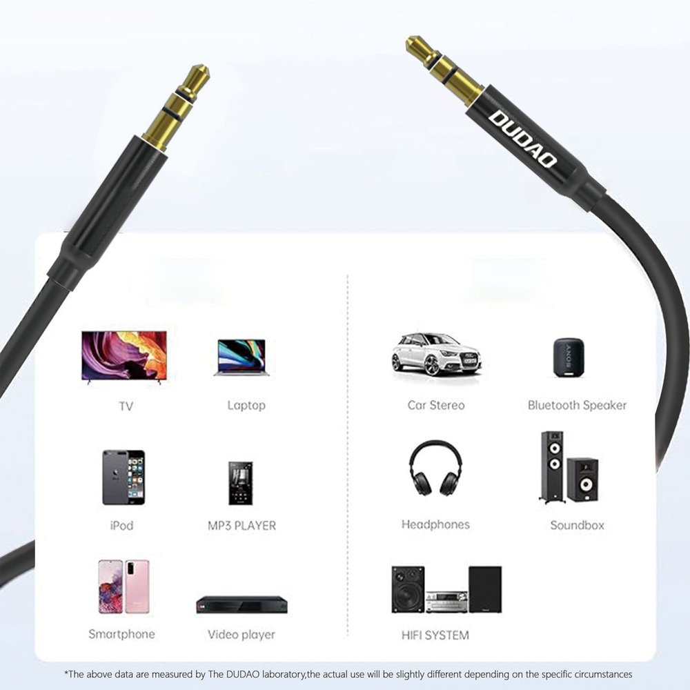 Dudao L12S AUX garso kabelis mini jack 3.5 mm, 1 m, 3 kontaktų stereo – juodas - Image 7