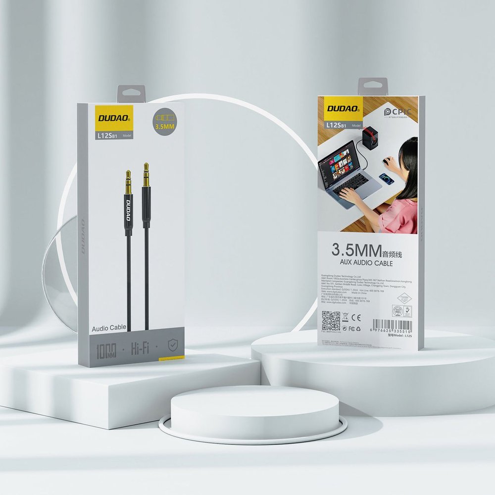 Dudao L12S AUX garso kabelis mini jack 3.5 mm, 1 m, 3 kontaktų stereo – juodas - Image 8