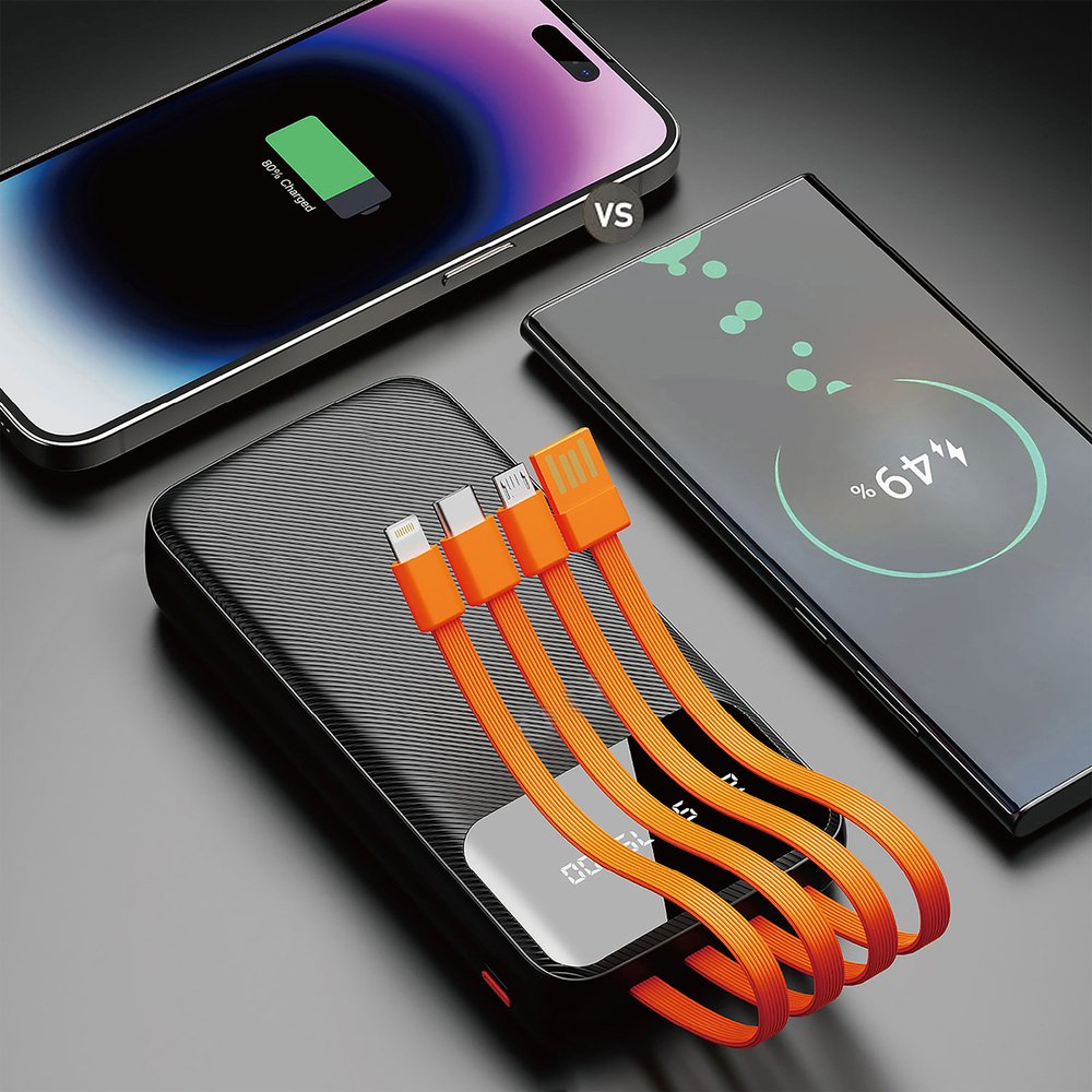 Dudao K6Pro universali išorinė baterija 10000mAh su USB, USB-C ir Lightning kabeliais – juoda - Image 4