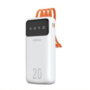 Dudao large capacity powerbank with 4 built-in cables 20000mAh USB Type C + micro USB + Lightning + USB-A (input) - white (Dudao K6Pro+)