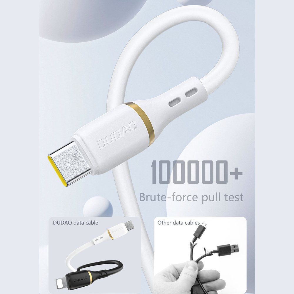 Dudao L25C USB-C – USB-C silikoninis kabelis 60W, 1 m – baltas - Image 2