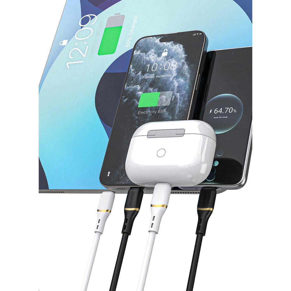 Dudao L25C USB-C – USB-C silikoninis kabelis 60W, 1 m – baltas - Image 6