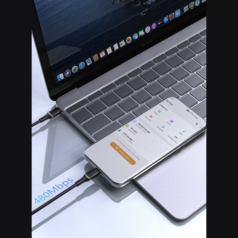 Dudao L25C USB-C – USB-C silikoninis kabelis 60W, 1 m – baltas - Image 7