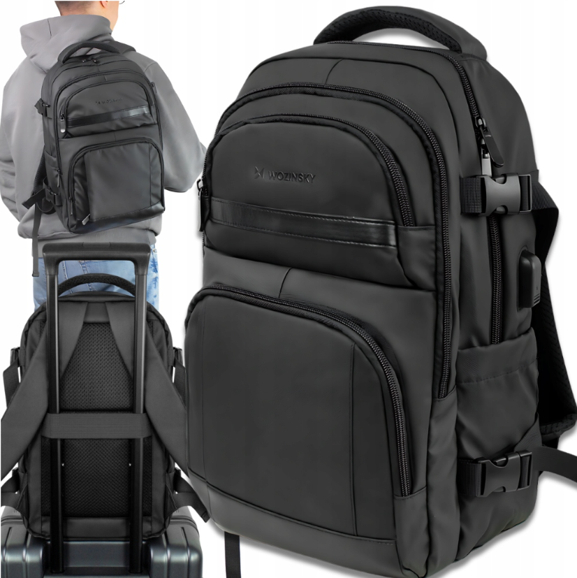 Wozinsky WPW-20L kuprinė su 15” nešiojamojo kompiuterio skyriumi, 40 × 20 × 25 cm, rankiniam bagažui – juoda - Image 16