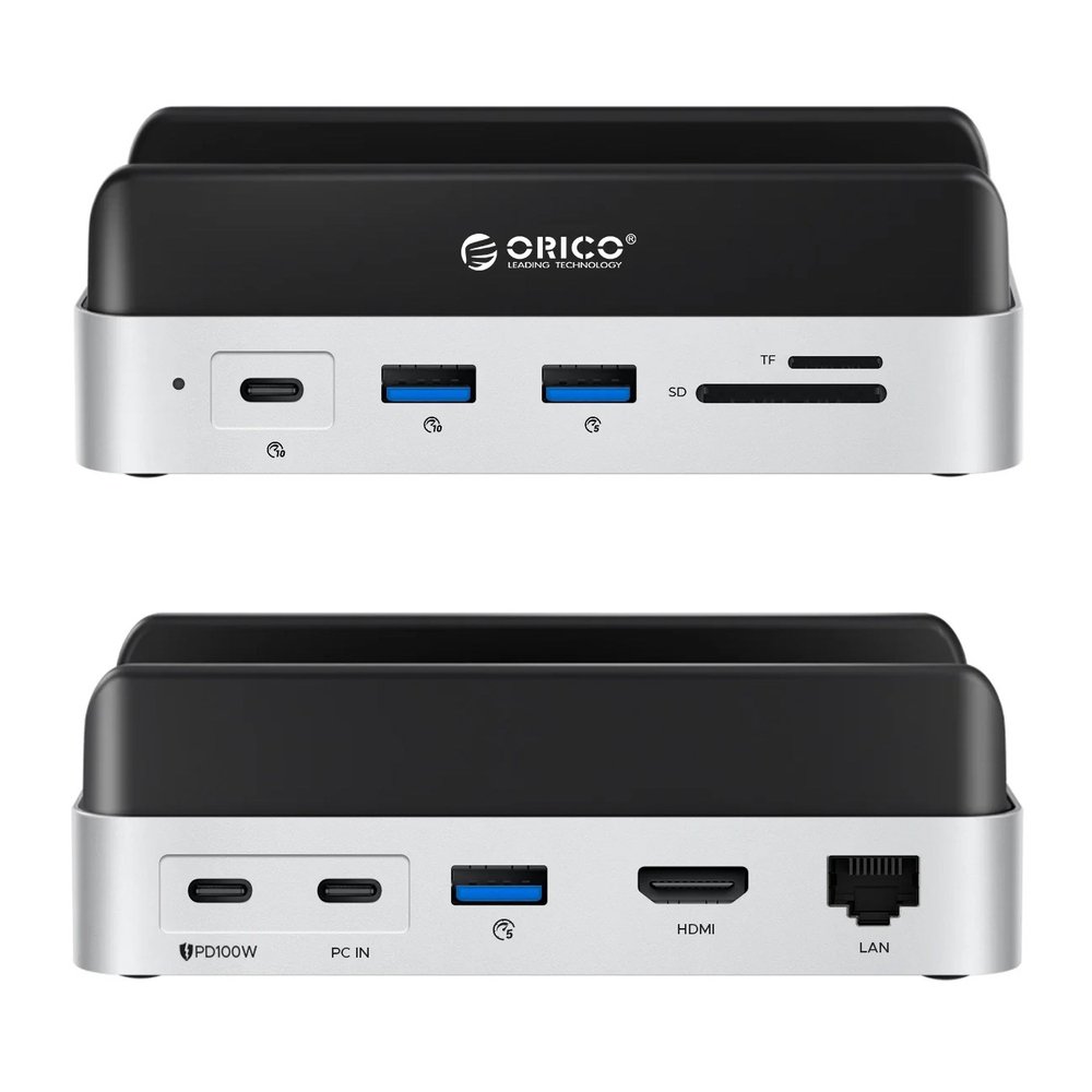 Orico MiniDock 10-in-1 prijungimo stotelė su SSD disko lizdu – sidabrinė - Image 2