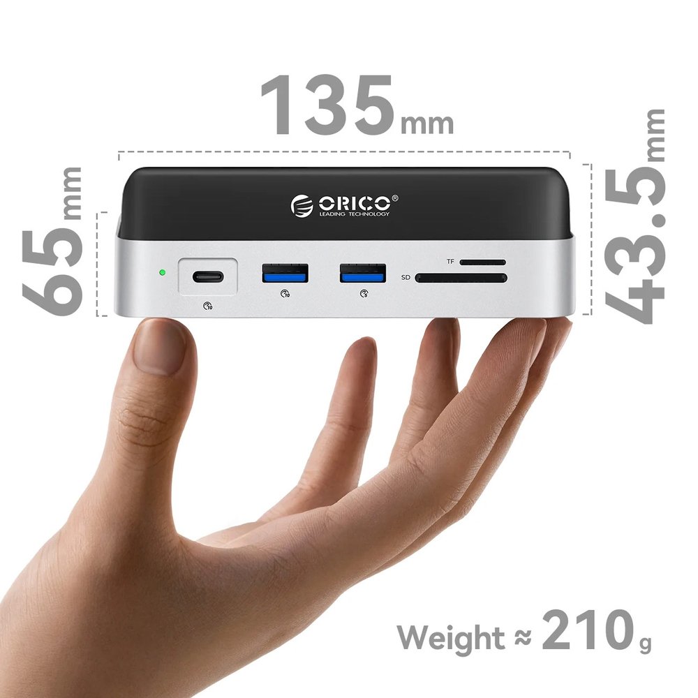 Orico MiniDock 10-in-1 prijungimo stotelė su SSD disko lizdu – sidabrinė - Image 6