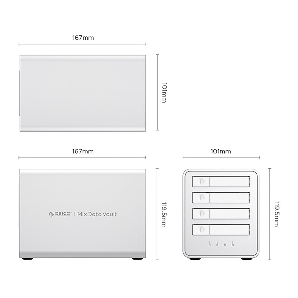 Orico 8848RC3 DAS serijos 4 vietų 2.5” HDD / SSD / M.2 SATA / mSATA diskų masyvas – baltas - Image 2