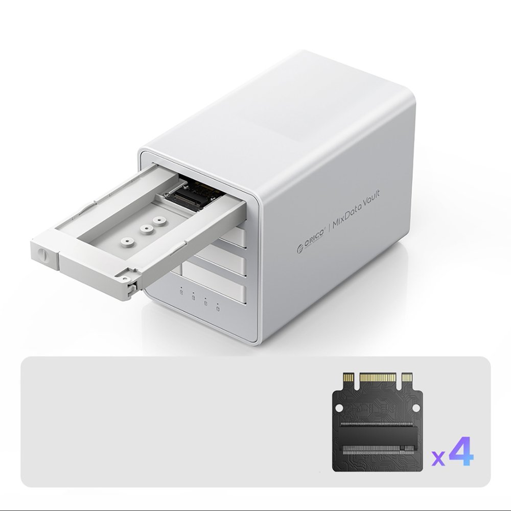 Orico 8848U4 DAS serijos 4 vietų M.2 NVMe SSD diskų masyvas – baltas - Image 3