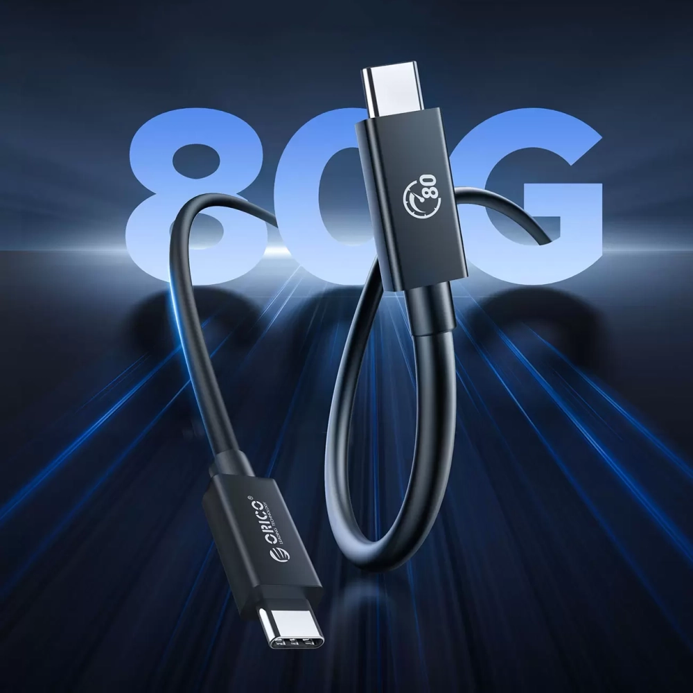 Orico USB4 kabelis, suderinamas su Thunderbolt 5, 80Gb/s, 240W, USB-C – USB-C, 2 m – juodas - Image 4