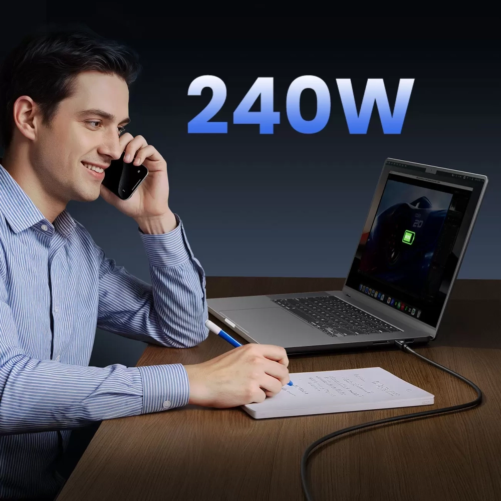 Orico USB4 kabelis, suderinamas su Thunderbolt 5, 80Gb/s, 240W, USB-C – USB-C, 2 m – juodas - Image 8
