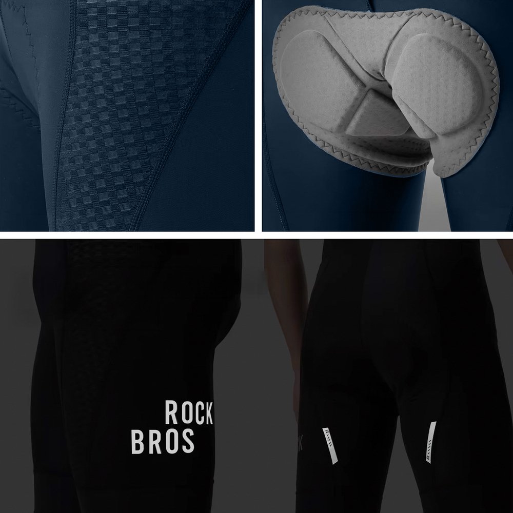Rockbros YDDK009 vyriški dviratininko šortai su petnešomis ir paminkštinimu, XL dydis – tamsiai mėlyni - Image 7