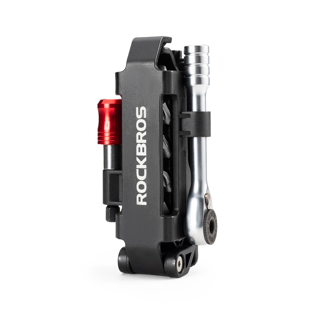Rockbros Multitool Bicycle Tool Set with Ratchet Wrench and Tire Levers - Black