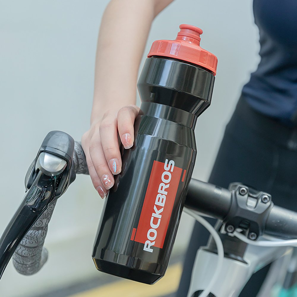 Rockbros dviračio gertuvė 750 ml – skaidri juoda su raudonu antgaliu - Image 2