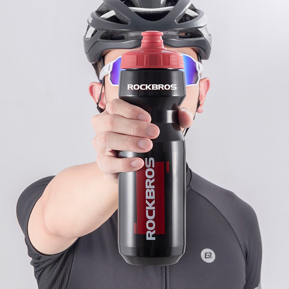 Rockbros dviračio gertuvė 750 ml – skaidri juoda su raudonu antgaliu - Image 3