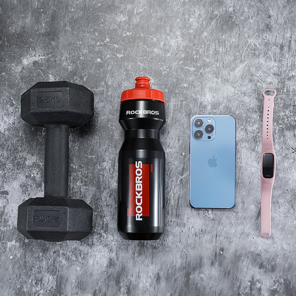 Rockbros dviračio gertuvė 750 ml – skaidri juoda su raudonu antgaliu - Image 5