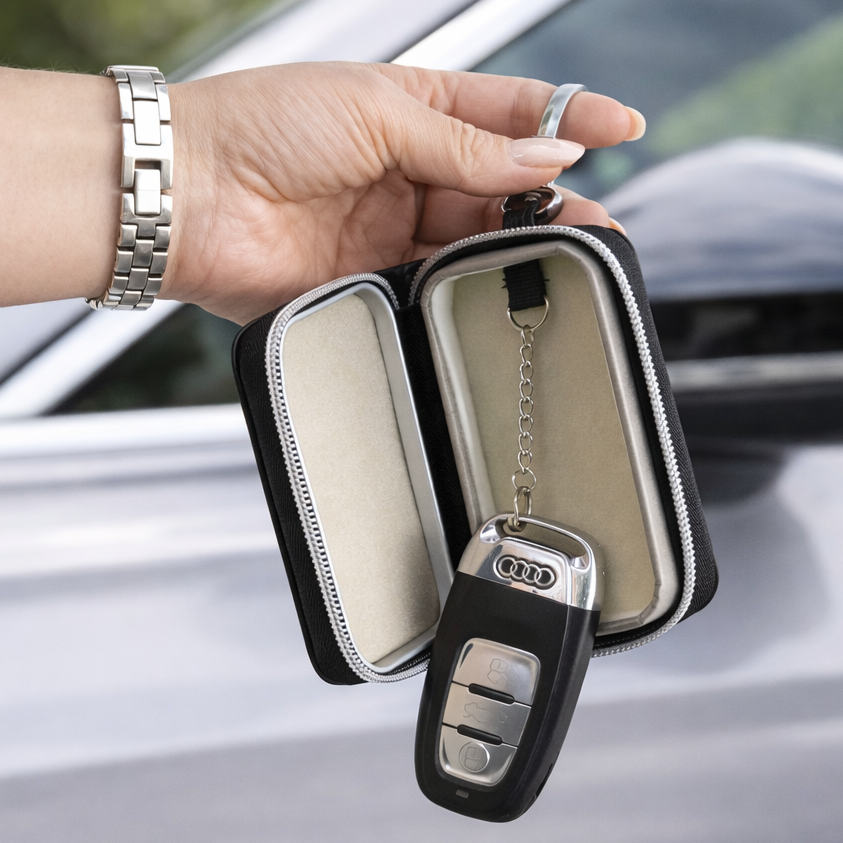 Wozinsky WBS-20 RFID automobilio raktų dėklas nuo vagysčių („Faraday“ narvas) – juodas - Image 4