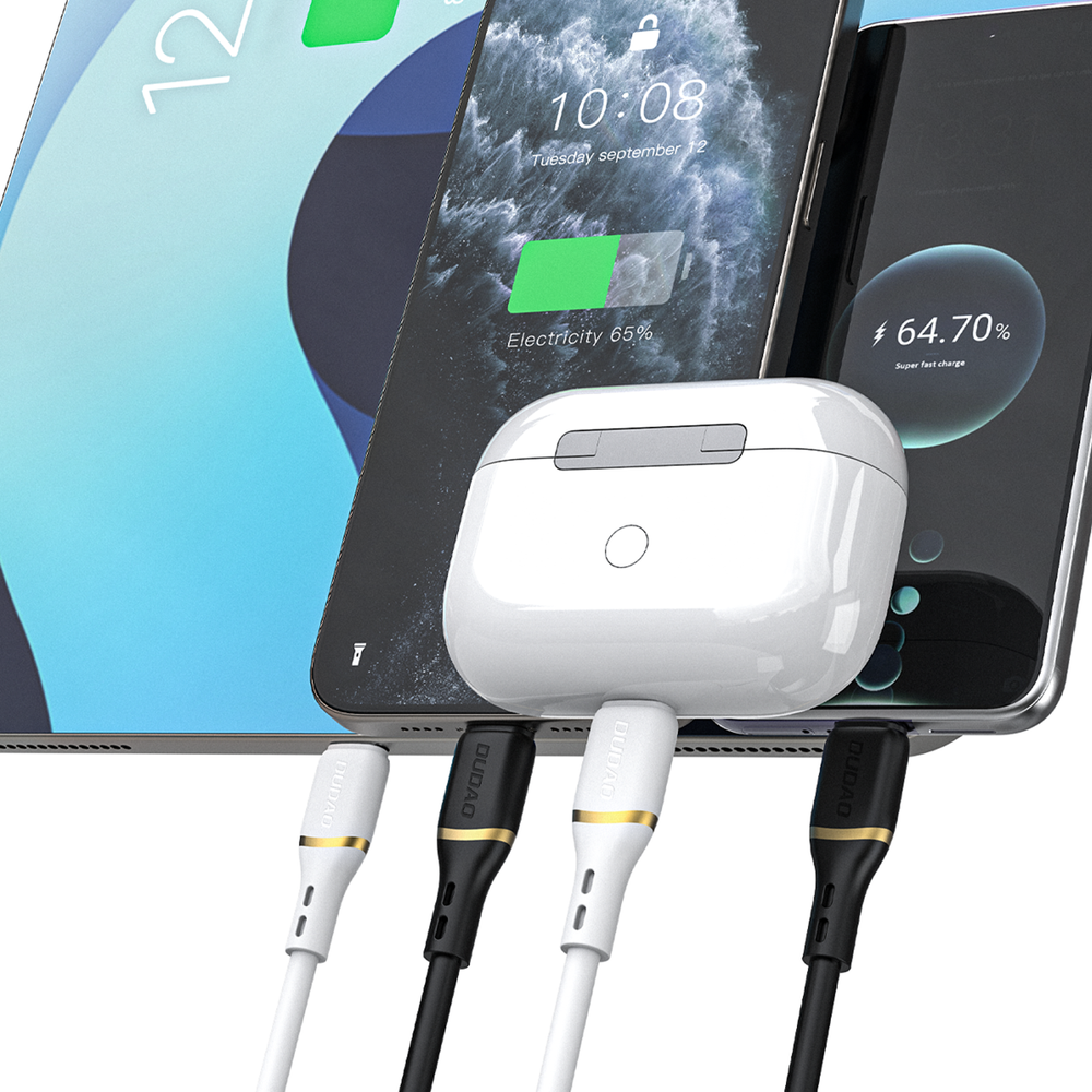 Dudao L25X USB-C – Lightning laidas 1 m, 30 W, su minkštu silikoniniu pynimu – juodas - Image 3