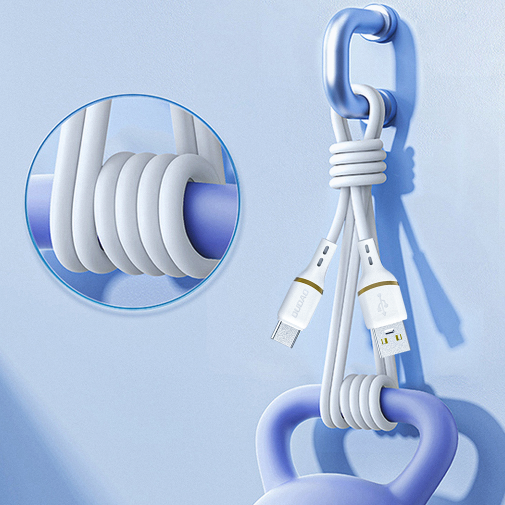 Dudao L25L USB-A – Lightning laidas 1 m, 30 W, su minkštu silikoniniu pynimu – baltas - Image 3