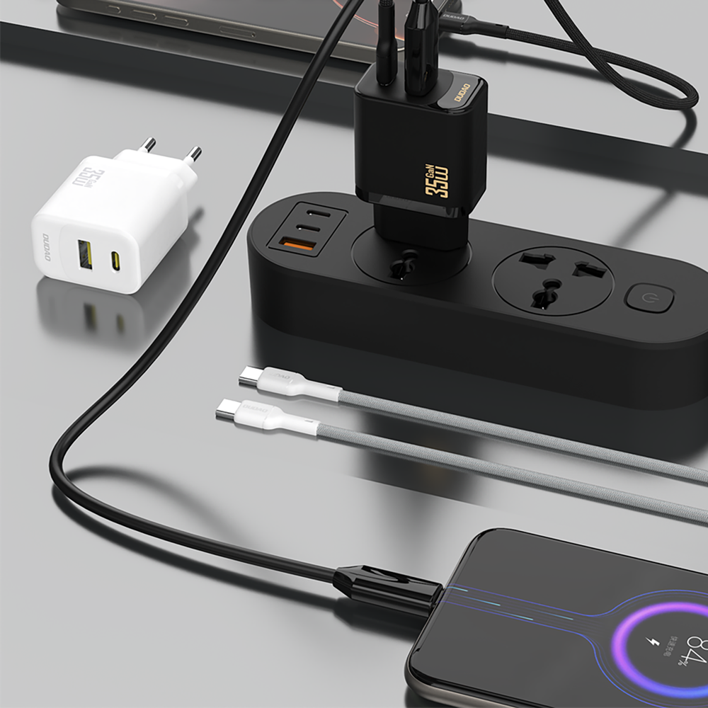 Dudao A27MaxCEU PD/QC 35 W GaN sieninis įkroviklis USB-A + USB-C su USB-C laidu – juodas - Image 3