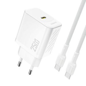 Dudao A27CEU PD 25W GaN USB-C Wall Charger with USB-C Cable - White