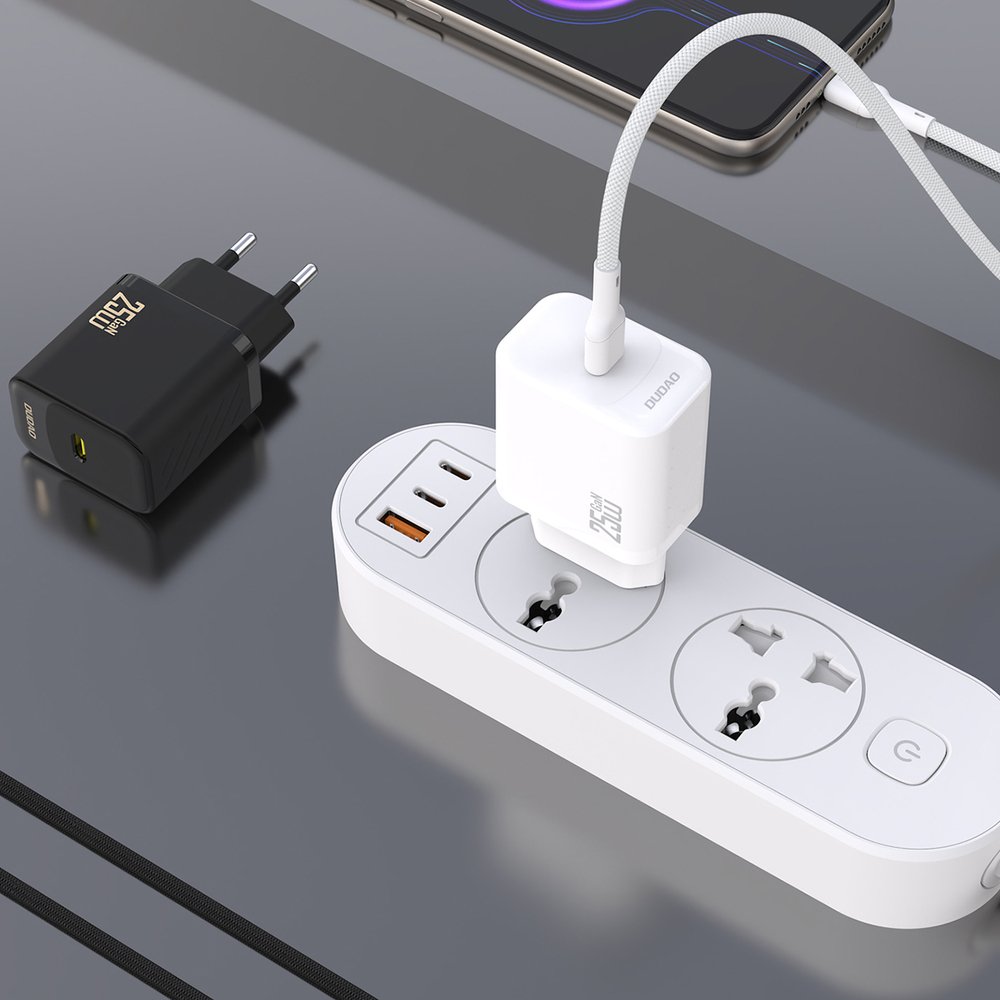 Dudao A27CEU PD 25 W GaN USB-C sieninis įkroviklis su USB-C laidu – baltas - Image 5