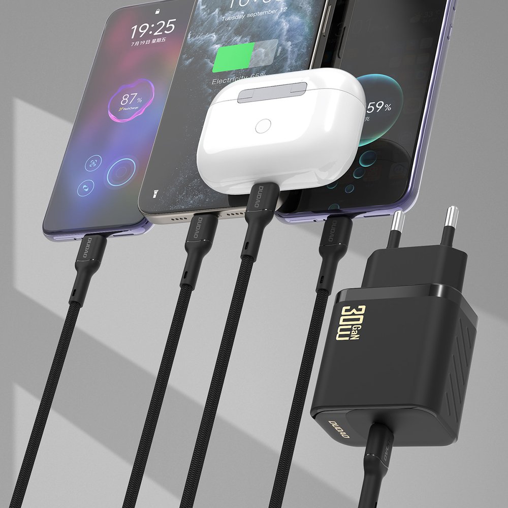 Dudao A27PCEU PD 30 W GaN USB-C sieninis įkroviklis su USB-C laidu – baltas - Image 6