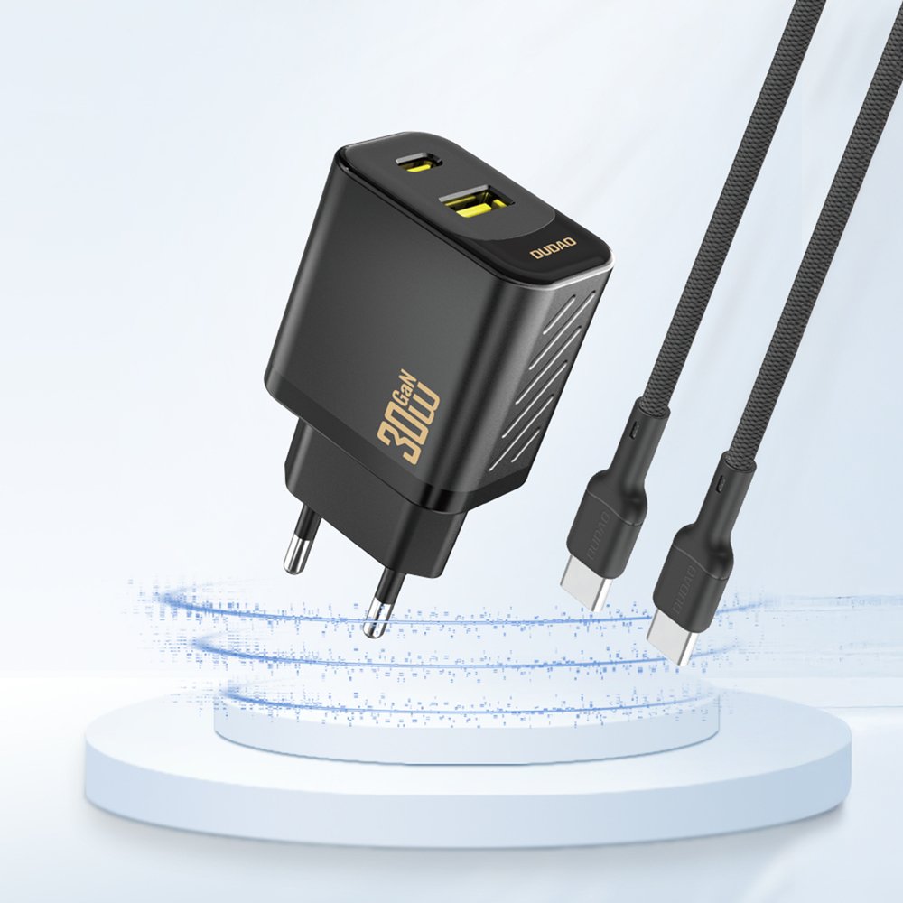 Dudao A27TEU PD 30 W GaN sieninis įkroviklis USB-A + USB-C – juodas - Image 2