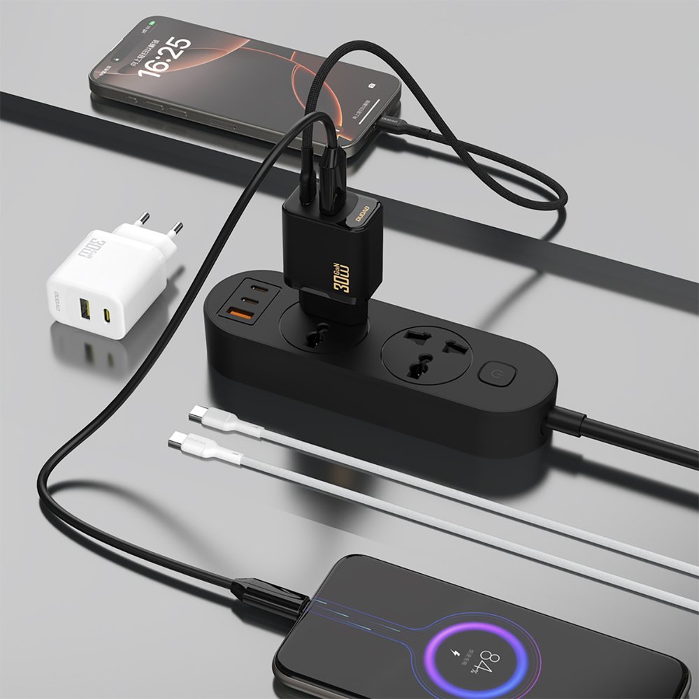Dudao A27TEU PD 30 W GaN sieninis įkroviklis USB-A + USB-C – juodas - Image 3
