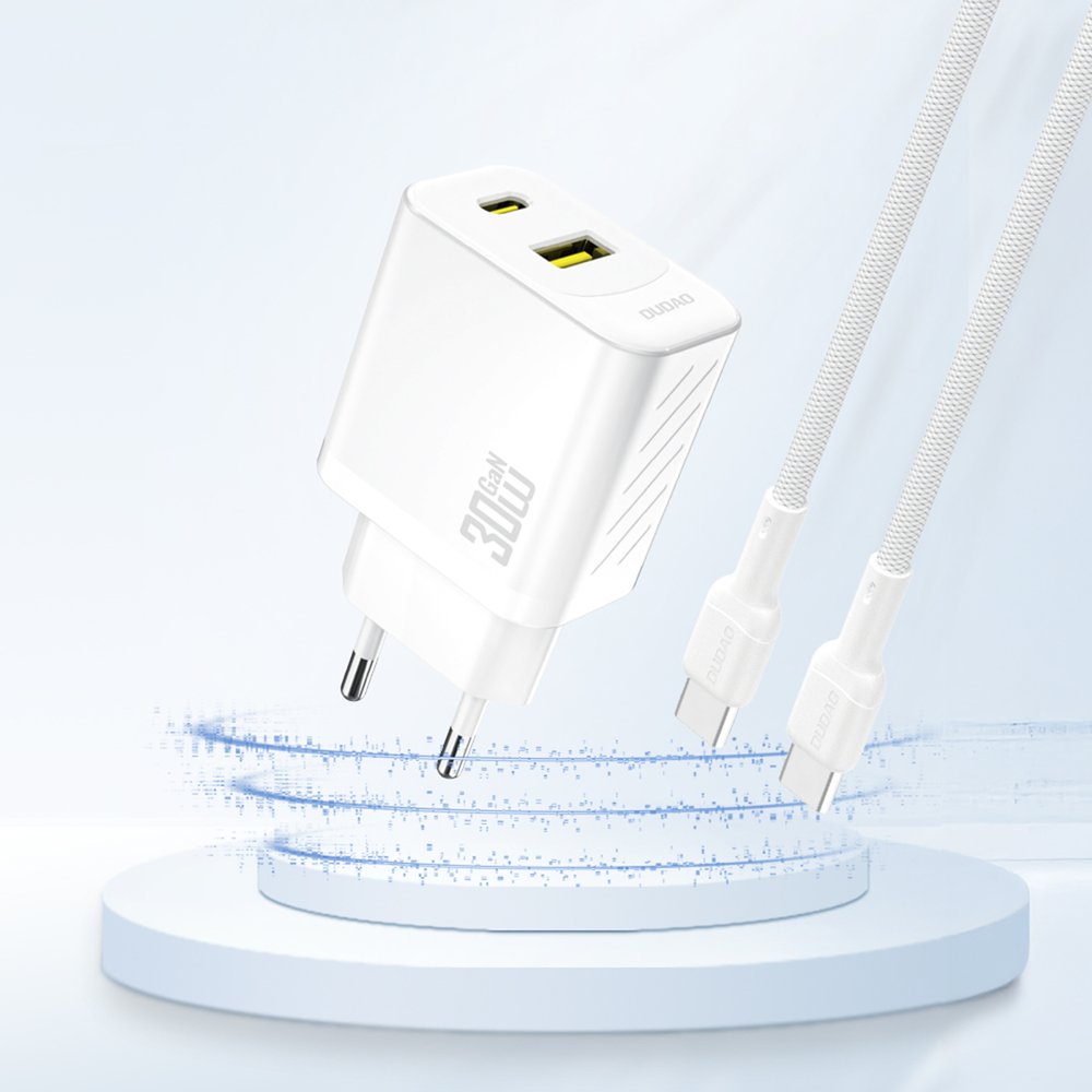 Dudao A27TEU PD 30 W GaN sieninis įkroviklis USB-A + USB-C – baltas - Image 2