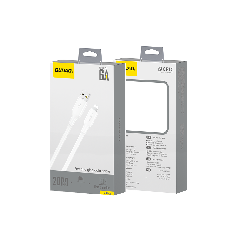 Dudao L2sL USB-A – Lightning 6 A laidas 1,2 m – baltas - Image 2