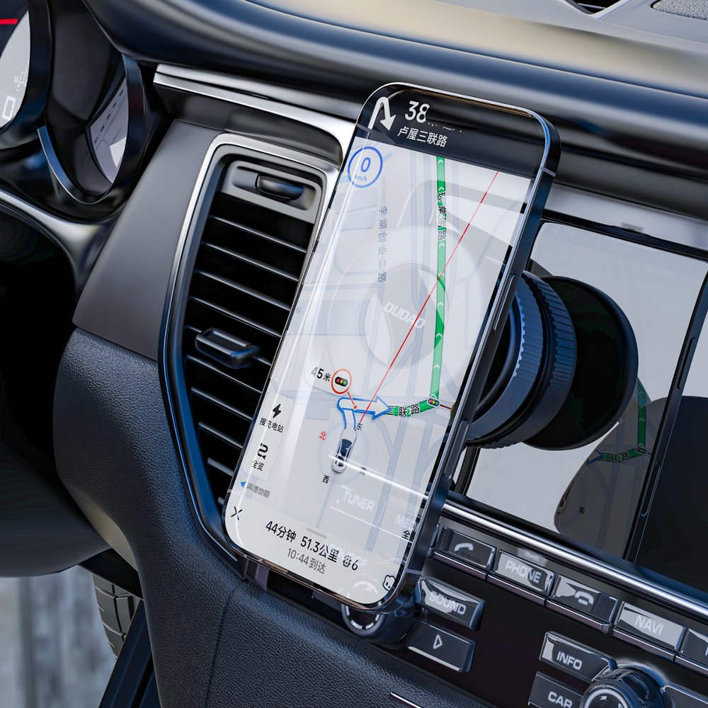 Dudao F24PRO MagSafe suderinamas automobilinis laikiklis su siurbtuku priekiniam stiklui arba prietaisų skydeliui – juodas - Image 7