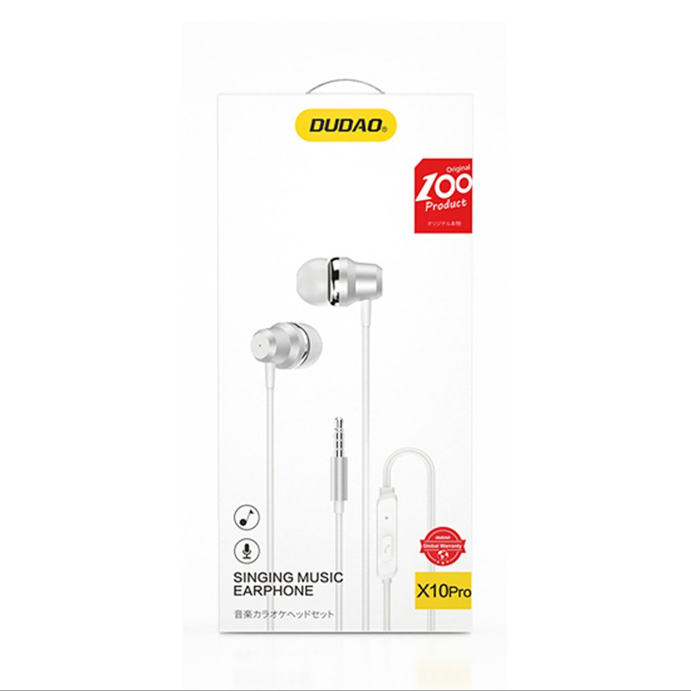 Dudao X10PRO laidinės įkišamos ausinės su 3,5 mm jungtimi ir nuotolinio valdymo pulteliu – baltos - Image 4