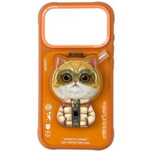 Nimmy Cool&Cute 2.0 Cat Case for iPhone 17 Pro Max with Magnetic Hanger - Orange