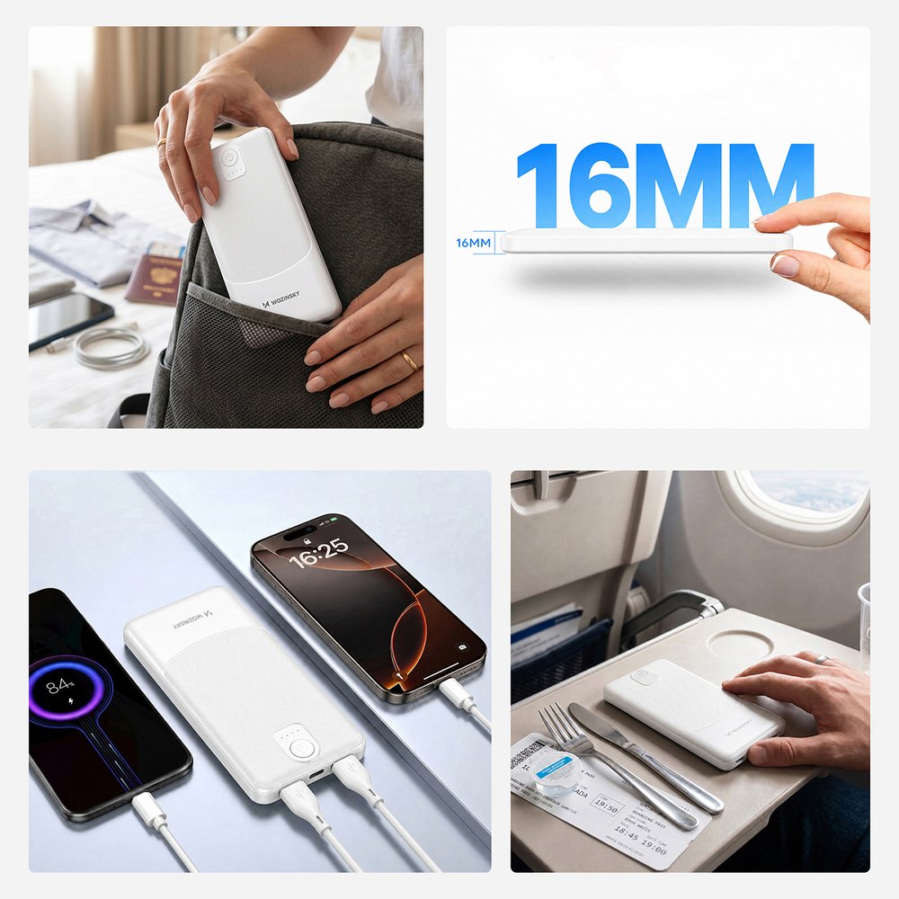 Wozinsky Wpower WPBBK-3 10000 mAh 10 W išorinė baterija su 2×USB-A – balta - Image 12