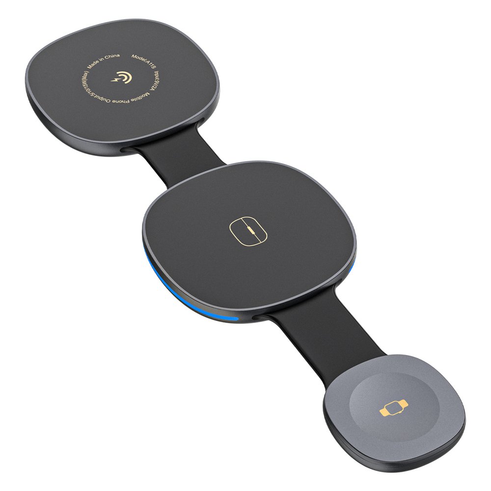 Dudao A11S 3-in-1 Wireless Charger Compatible with MagSafe Smartphone Smartwatch Headphones - Black