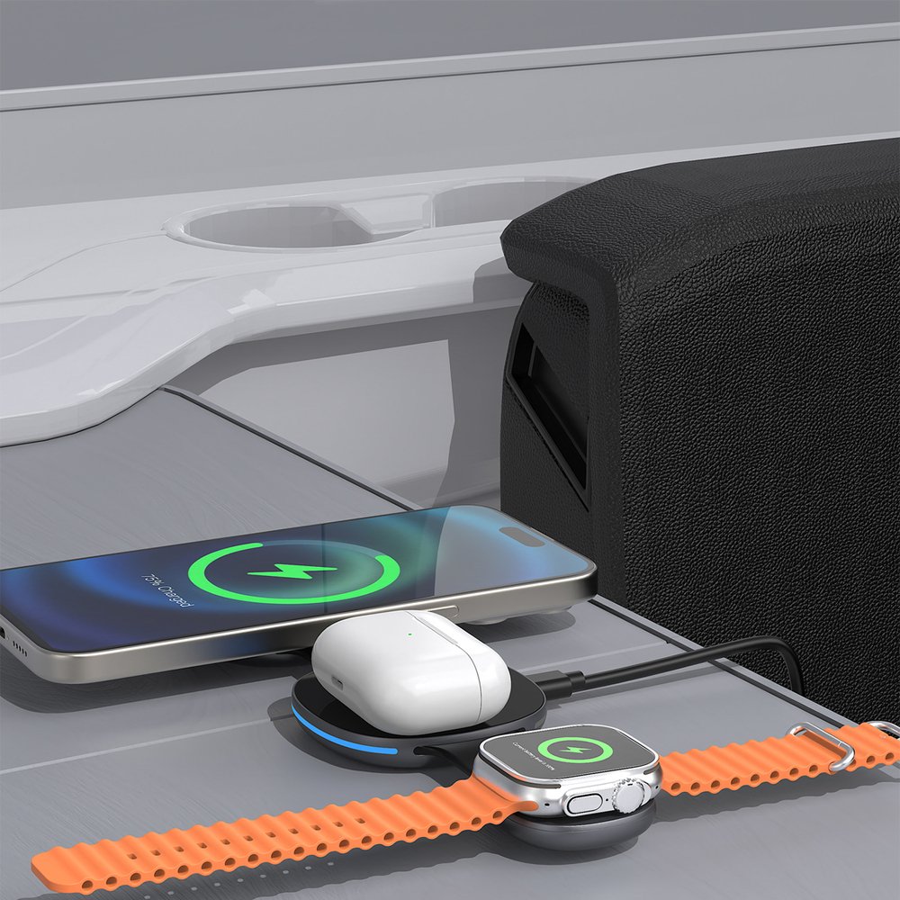 Dudao A11S 3 viename belaidis įkroviklis, suderinamas su MagSafe telefonui, išmaniajam laikrodžiui ir ausinėms – juodas - Image 10
