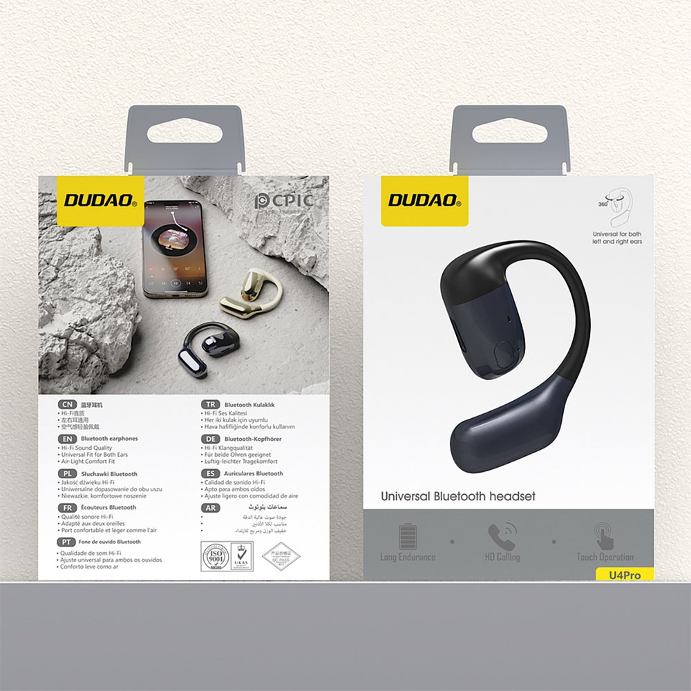 Dudao U4Pro Bluetooth laisvų rankų įranga ant ausies, universali – juoda - Image 8