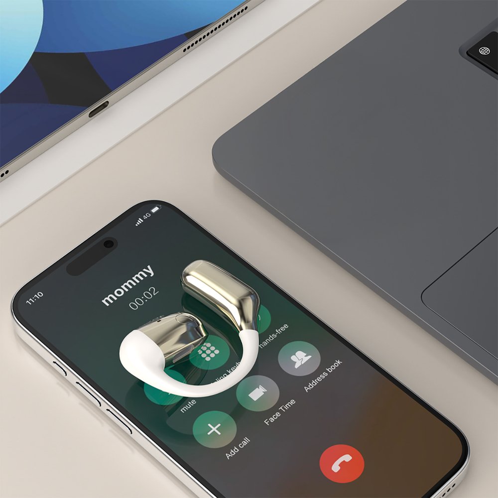 Dudao U4Pro Bluetooth laisvų rankų įranga ant ausies, universali – smėlio ir aukso spalvos - Image 3