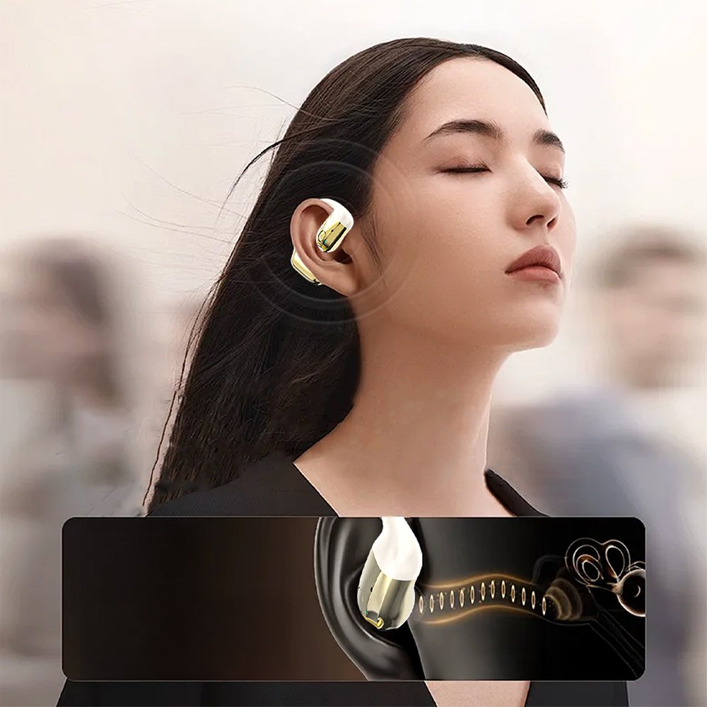 Dudao U4Pro Bluetooth laisvų rankų įranga ant ausies, universali – smėlio ir aukso spalvos - Image 4