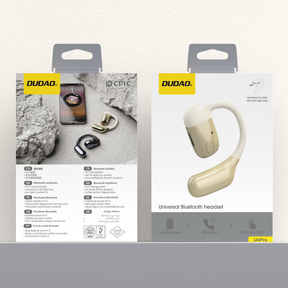 Dudao U4Pro Bluetooth laisvų rankų įranga ant ausies, universali – smėlio ir aukso spalvos - Image 7