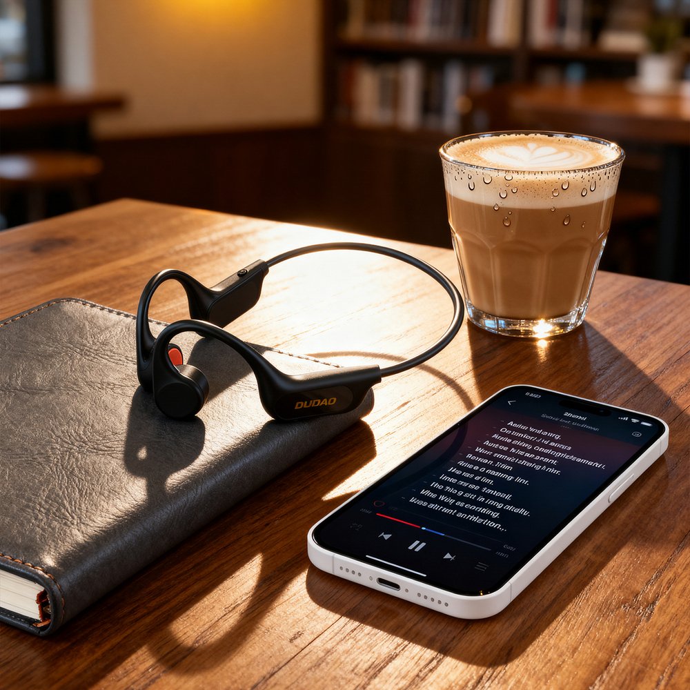 Dudao U22 Bluetooth 5.2 kaulinio laidumo ausinės su lankeliu – juodos - Image 3