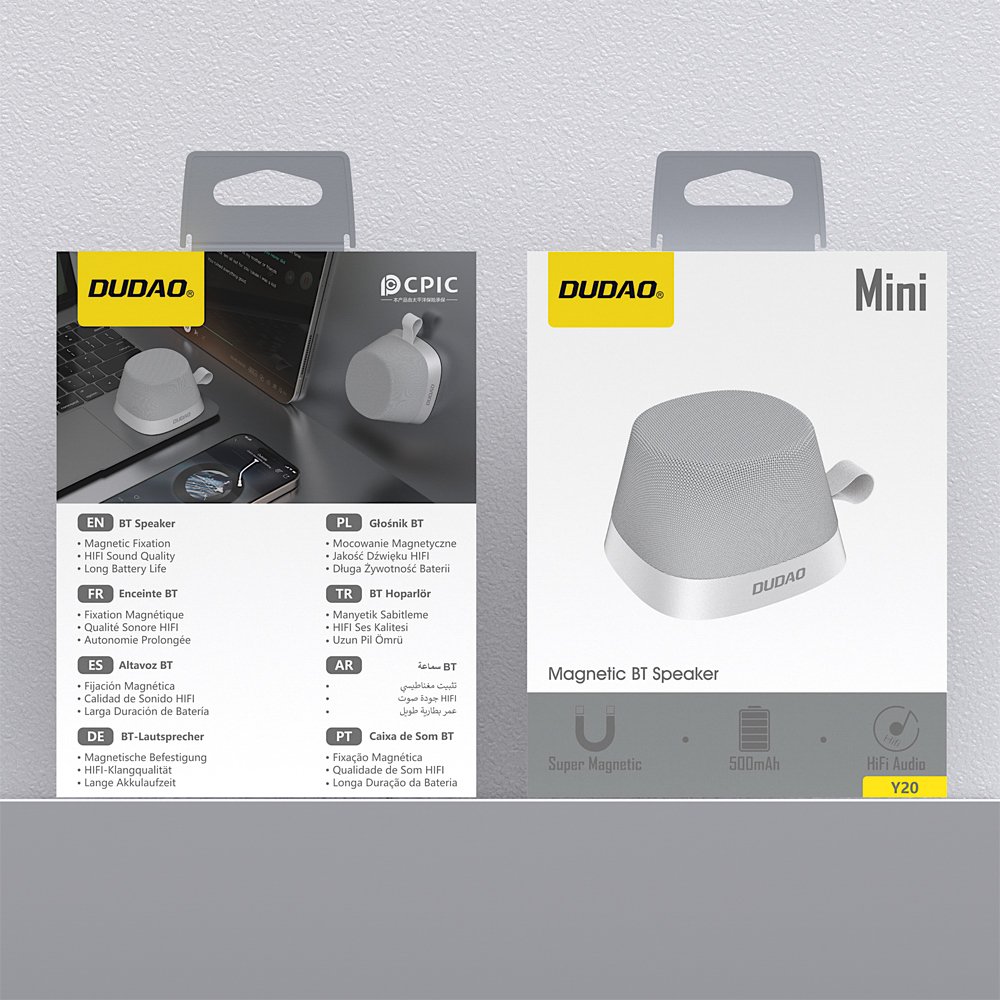 Dudao Y20 belaidė kolonėlė su magnetiniu tvirtinimu ir Bluetooth 5.3 – sidabrinė - Image 7