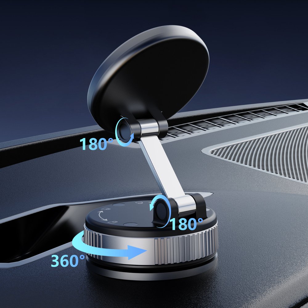 Dudao F24PRO MagSafe suderinamas automobilinis laikiklis su siurbtuku priekiniam stiklui arba prietaisų skydeliui – juodas - Image 3