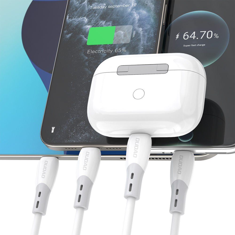 Dudao L25SC 60 W USB-C – USB-C laidas su minkštu silikoniniu pynimu, 1 m – baltas - Image 10