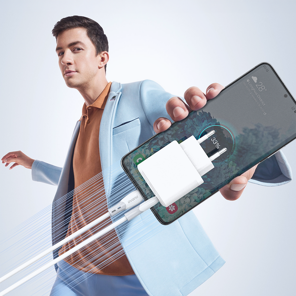Dudao L25SC 60 W USB-C – USB-C laidas su minkštu silikoniniu pynimu, 1 m – baltas - Image 6