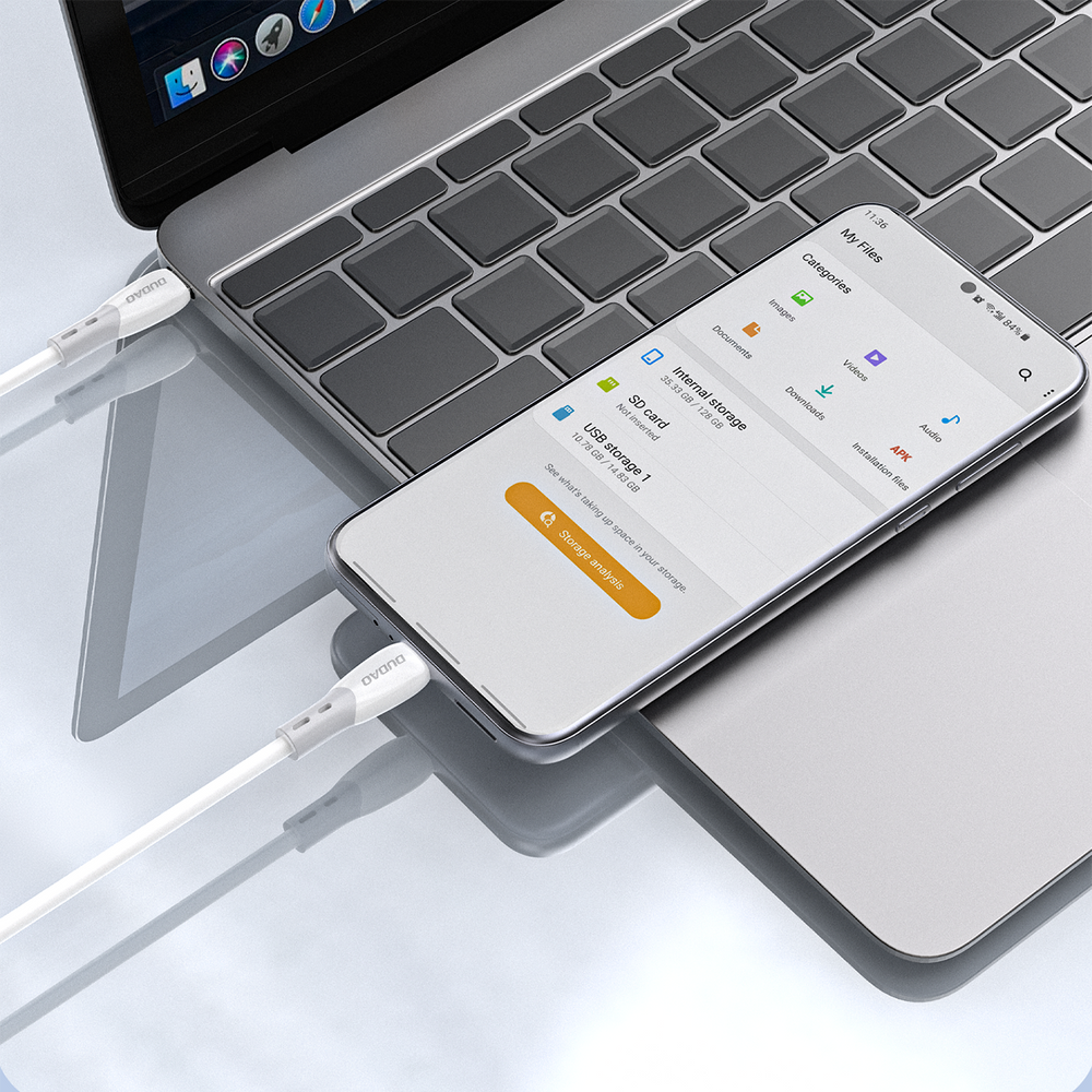 Dudao L25SC 60 W USB-C – USB-C laidas su minkštu silikoniniu pynimu, 1 m – baltas - Image 9