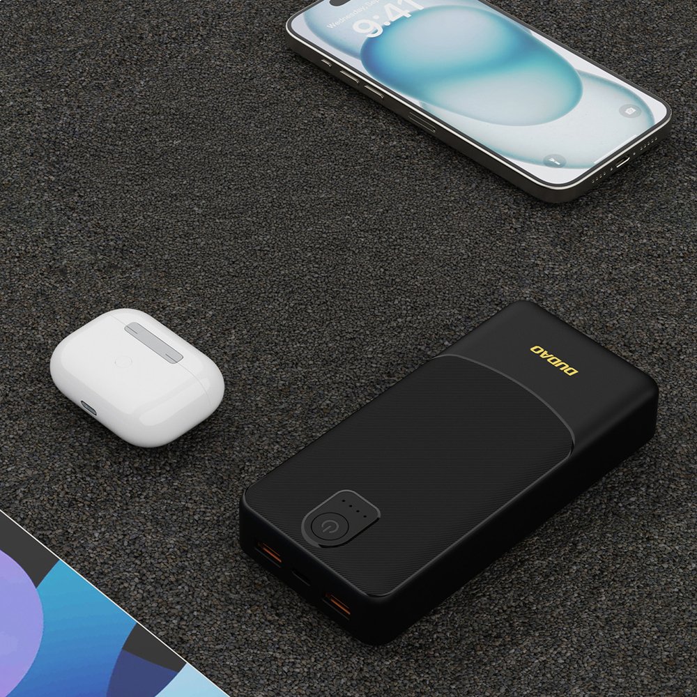 Dudao K10Pro 20000 mAh 2,4 A išorinė baterija su 2×USB-A – juoda - Image 6