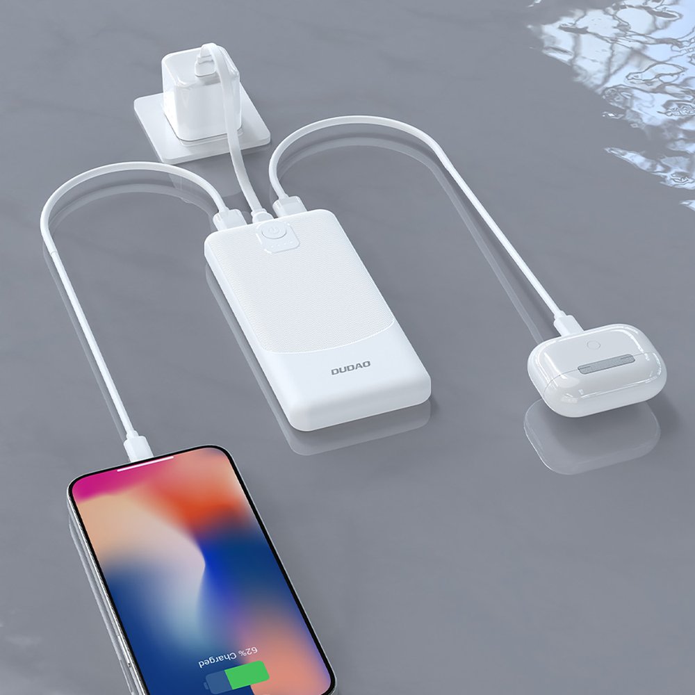Dudao K10Pro 20000 mAh 2,4 A išorinė baterija su 2×USB-A – balta - Image 2