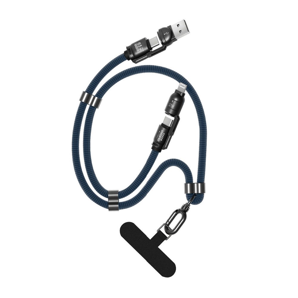 Dudao L20Max 65 W 4 viename laidas su dirželiu, USB-C į USB-C su Lightning ir USB-A adapteriais – mėlynas - Image 2